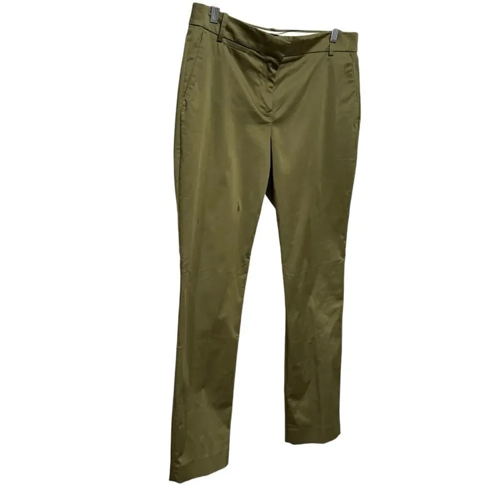J.Crew Full-length stretch sateen pant (Olive Green)